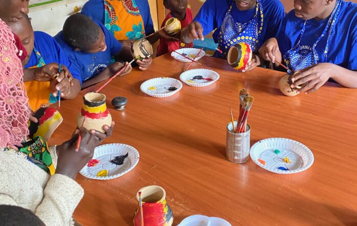 Arts & crafts classes at Dorna Center for Autism in Kampala, Uganda.